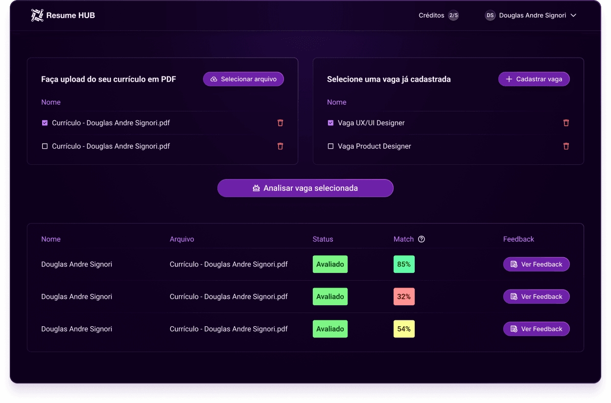 Resume Home Page Screenshot